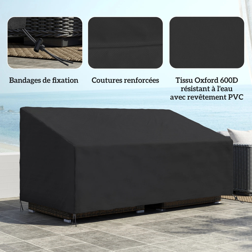 Housses per divano da esterno 3 posti ¨C Minimal ¨C 218x111x63/101 cm nero