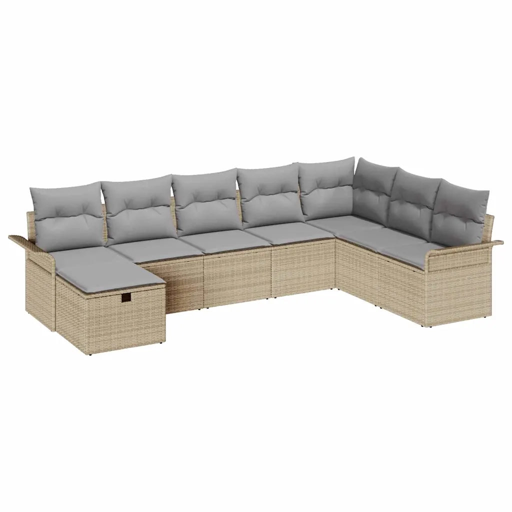 Set Divano da Giardino con cuscino 8 pcs Beige Poly Rattan 3360261