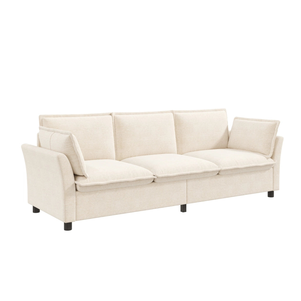 Divano modulare 3-2-1 - con cuscini per braccioli e seduta ampia - in chenille beige