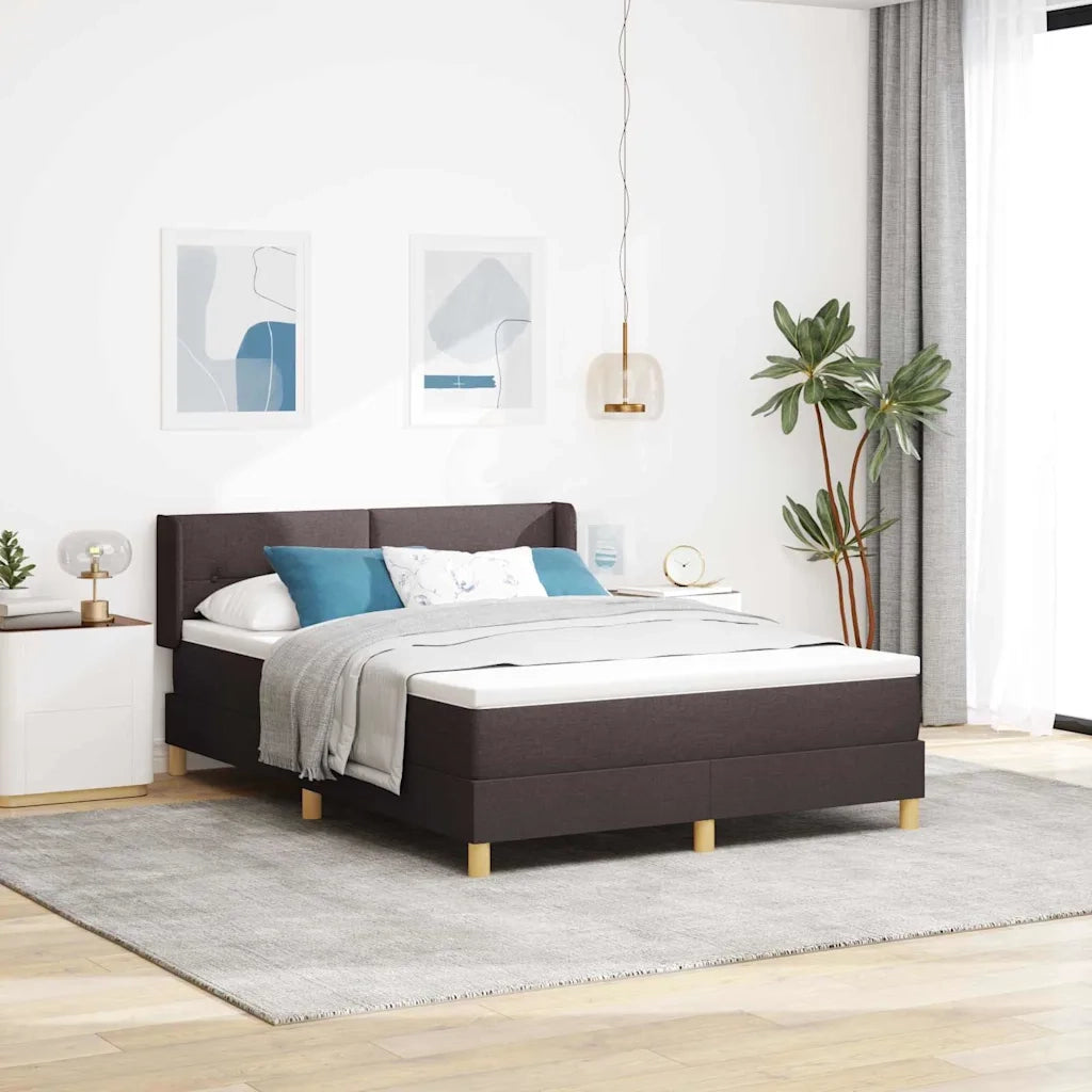 Letto a molle con materasso Marrone Scuro 190 x 140 cm Tessuto 3341289