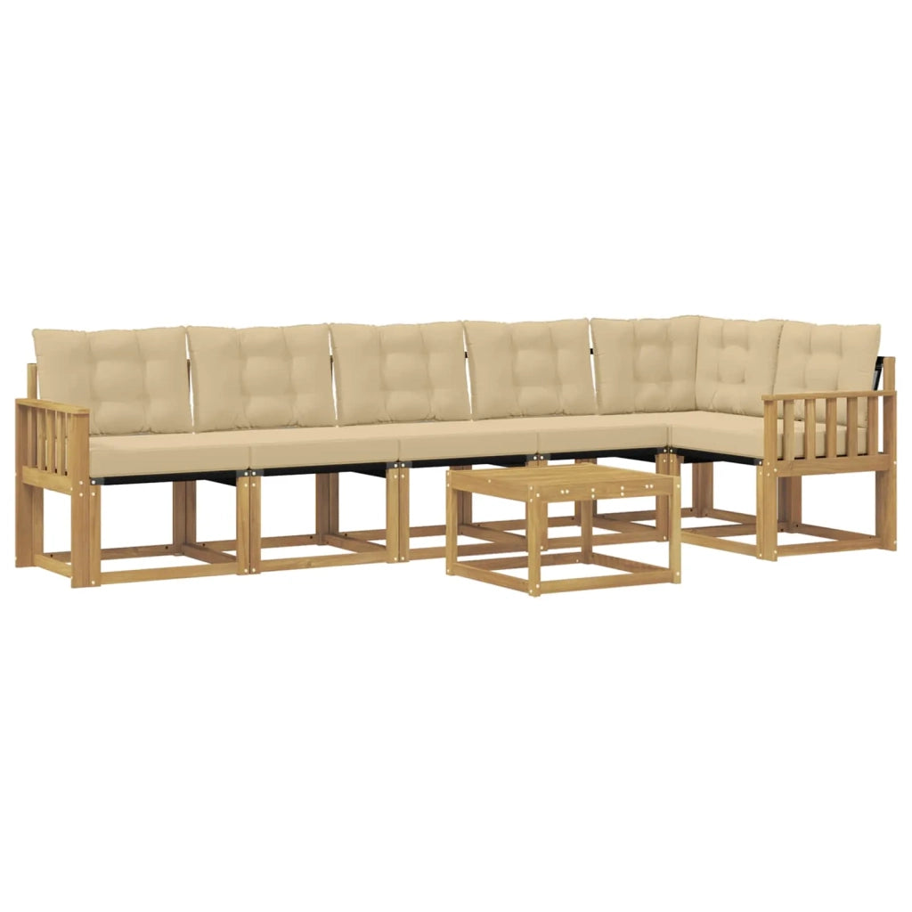 Set di divani da esterno con cuscino 7 pcs Bianco e Beige 3389547