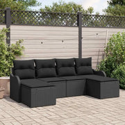 Set Divano da Giardino con cuscino 6 pcs Nero Poly Rattan