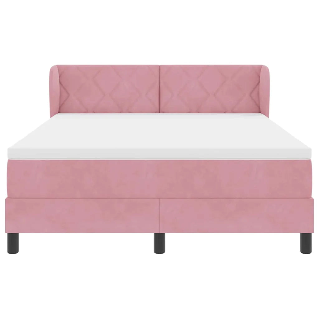 Letto a molle con testiera Rosa 160 x 200 cm Velluto 3340453