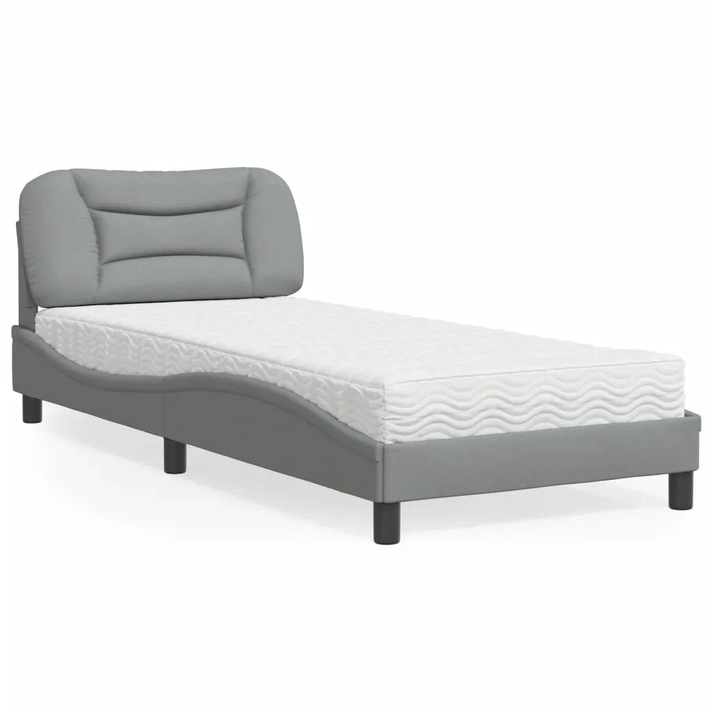 Letto con Materasso Hvar Grigio Chiaro 80x200 cm in Tessuto
