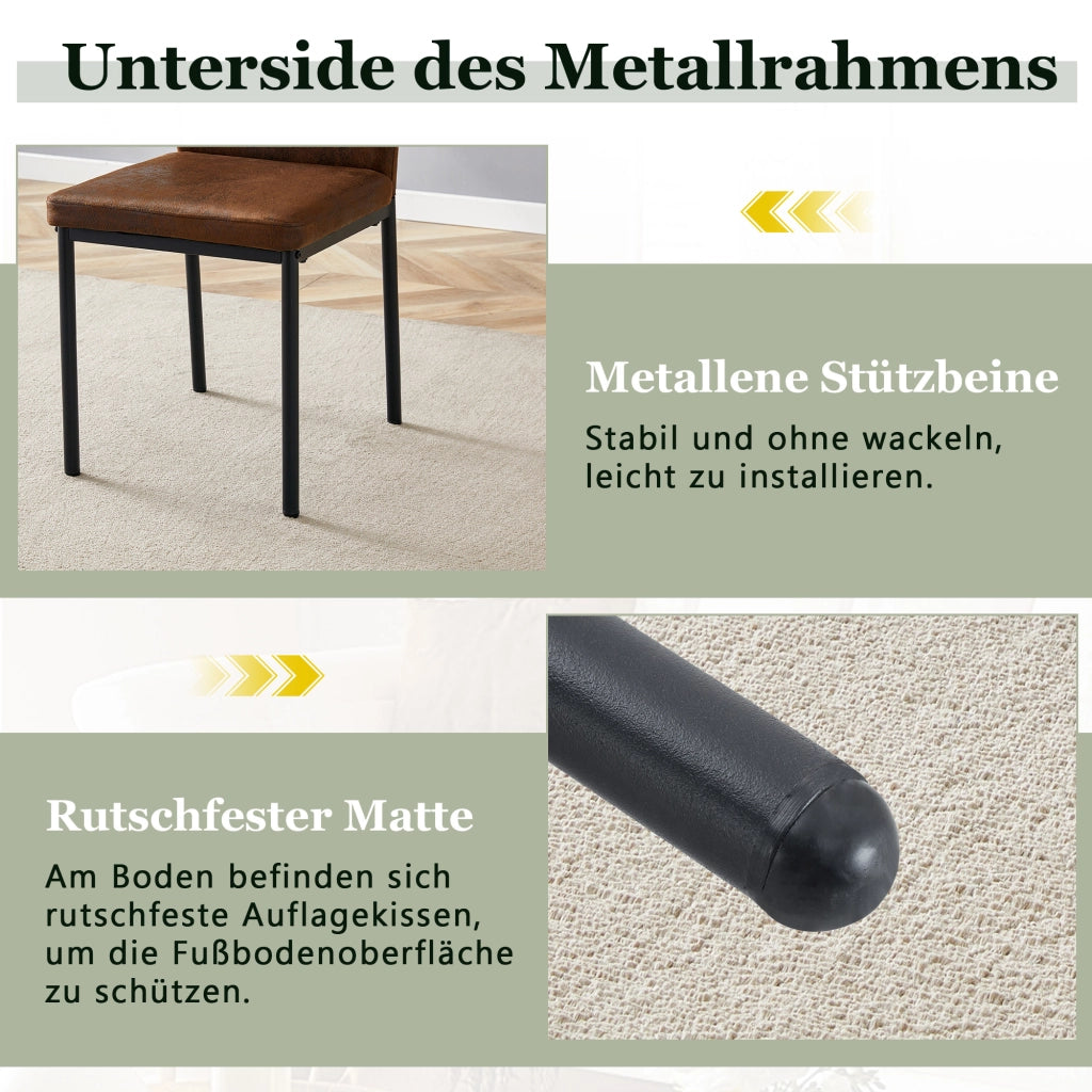 SEDIE da pranzo Set da 4 pezzi 93 cm Tessuto marrone e metallo nero