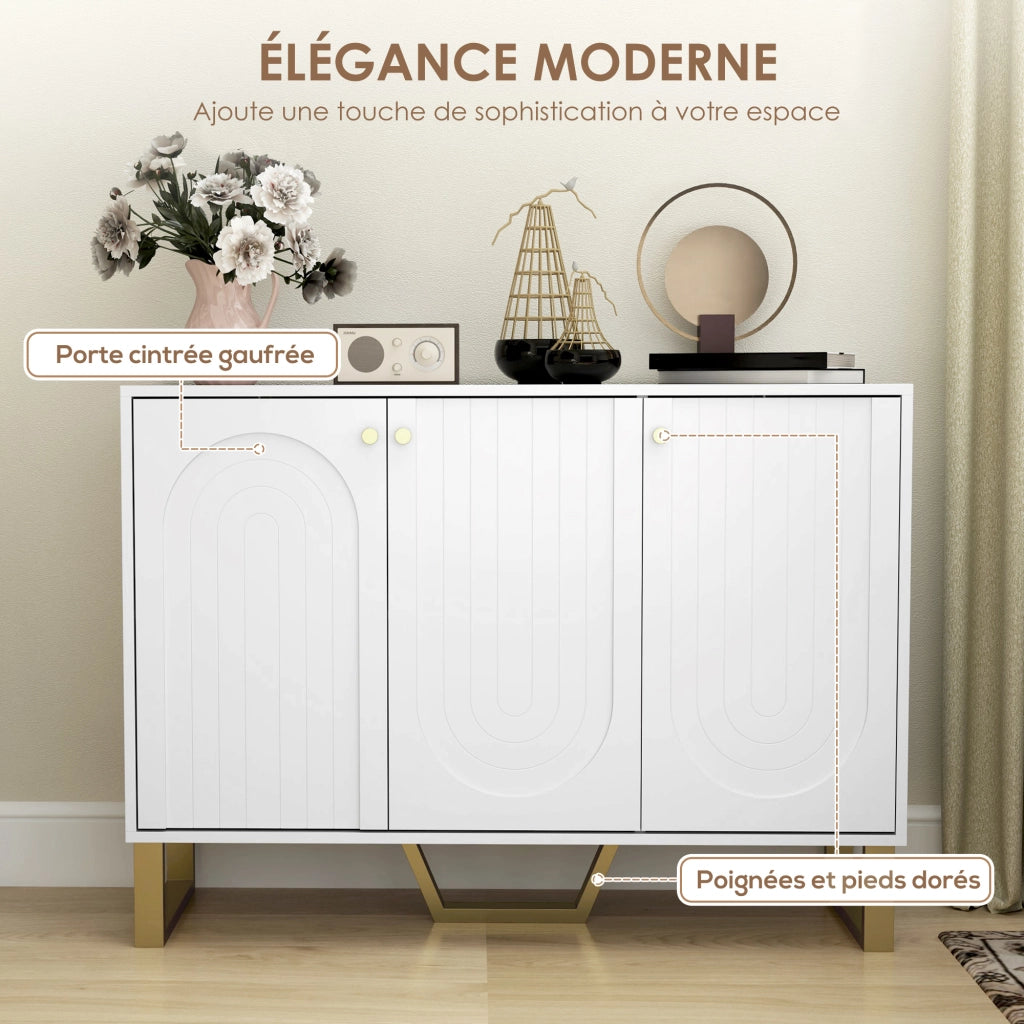 Buffet per soggiorno con ante e ripiano regolabile ¨C zephmum ¨C 106.5x35x77.5 cm, bianco