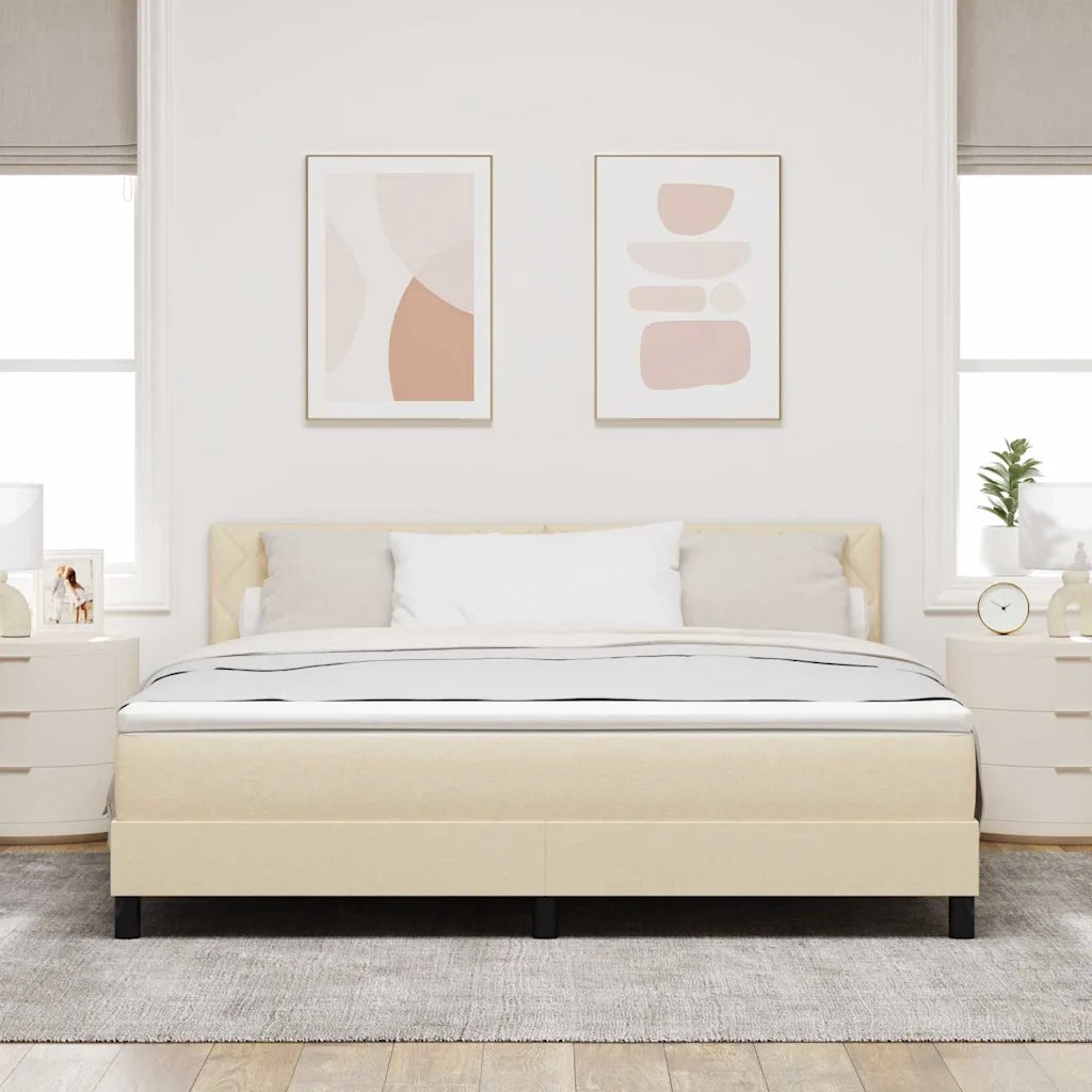 Letto a molle con materasso Crema 180 x 200 cm Tessuto 3342308