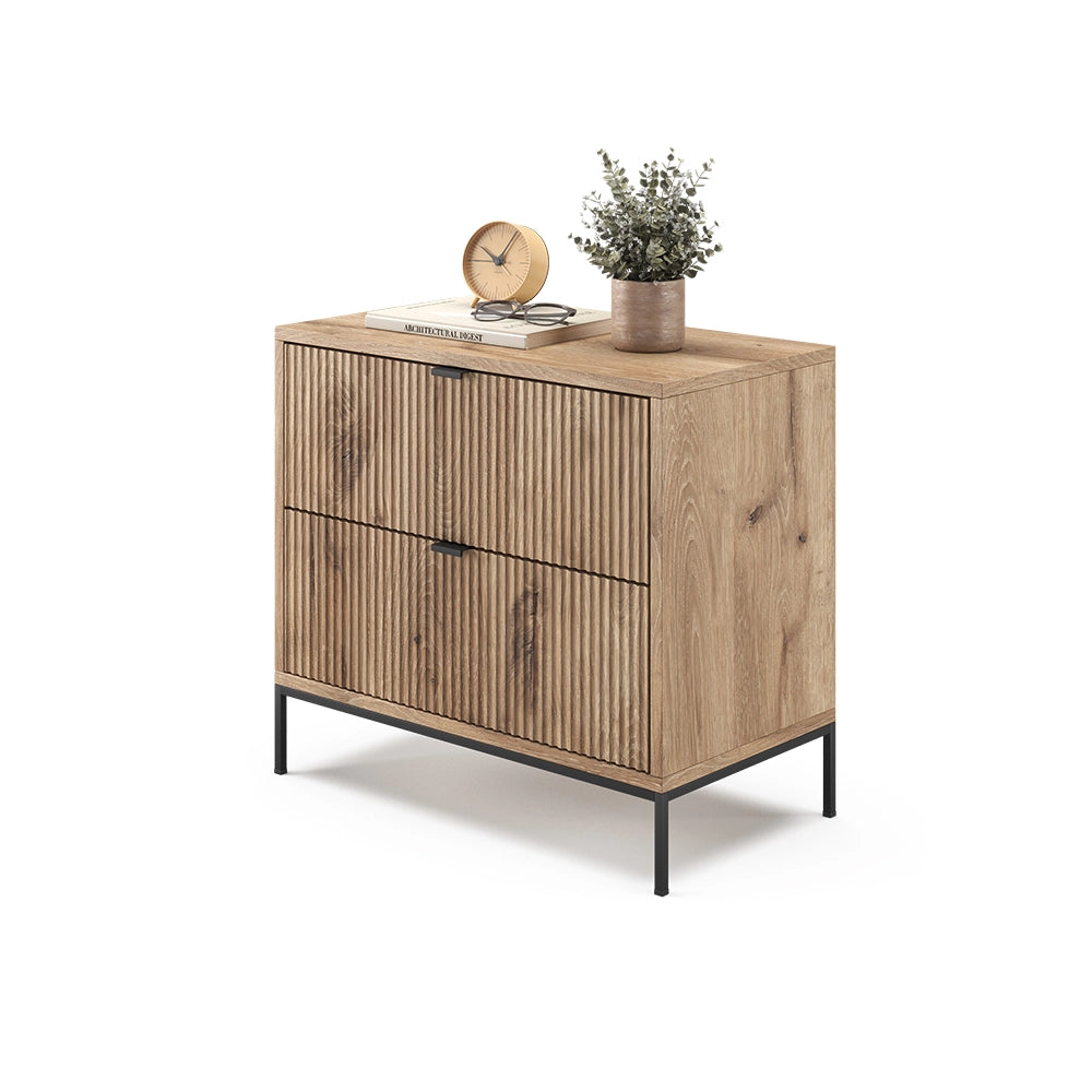 Vicco Comodino Quercia vichinga 66 x 60 cm con 2 cassetti