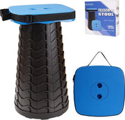 Kruk telescopica portatile con seggiolino più grande - tavola da campeggio retrattile quadrata per adulti, kruk telescopica pieghevole leggera e compatta (blu)