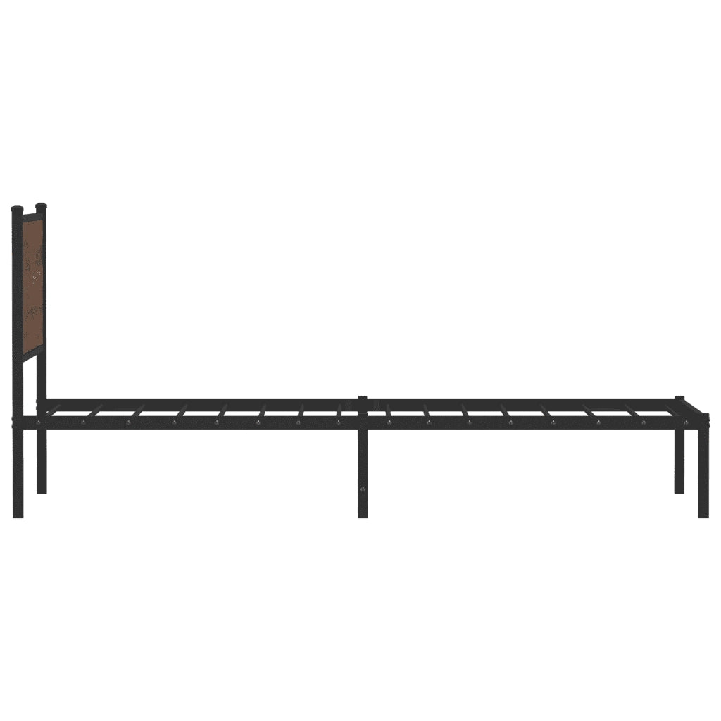 Letto singolo | Letto per adulti | Giroletto senza Materasso in Metallo Rovere Marrone 90x200 cm