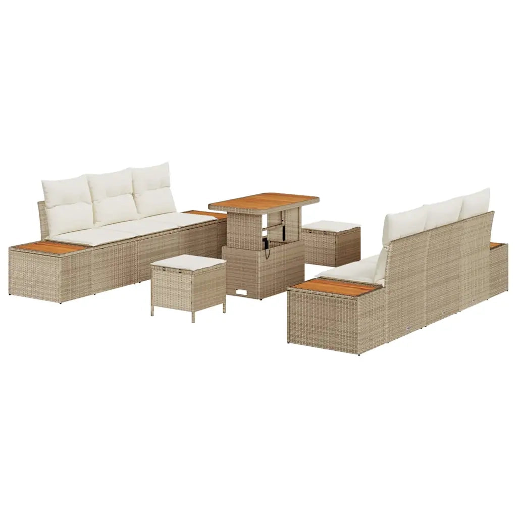 Set Divano da Giardino 9 pcs Beige polyrattan