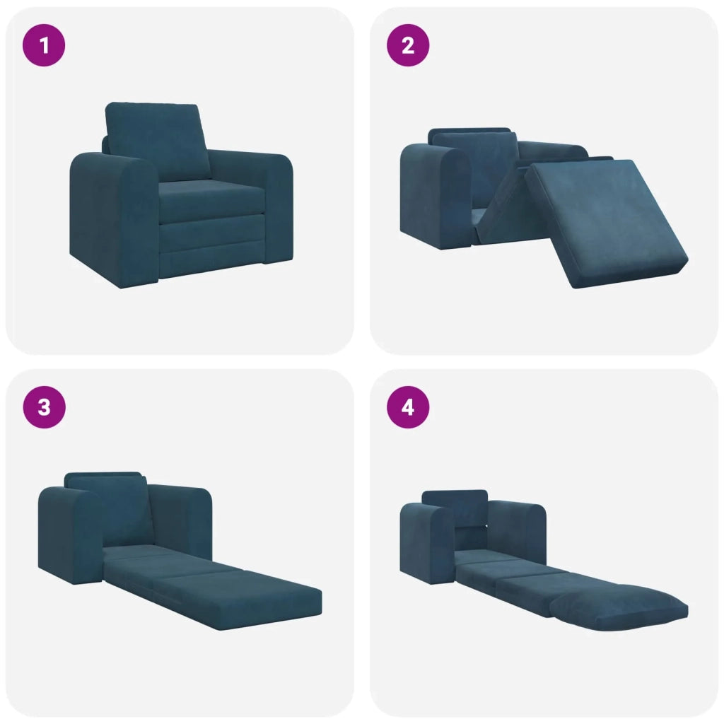 Divano letto Blu 98 x 71 x 83 cm Velluto 4106665