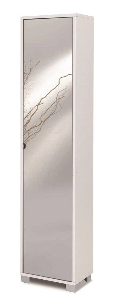 KIT MOBILE COLONNA 4 CON SPECCHIO H190 L43 P29 Cm RIPIANI FINITURA BIANCO FIAMMANTE SARMOG 744spk
