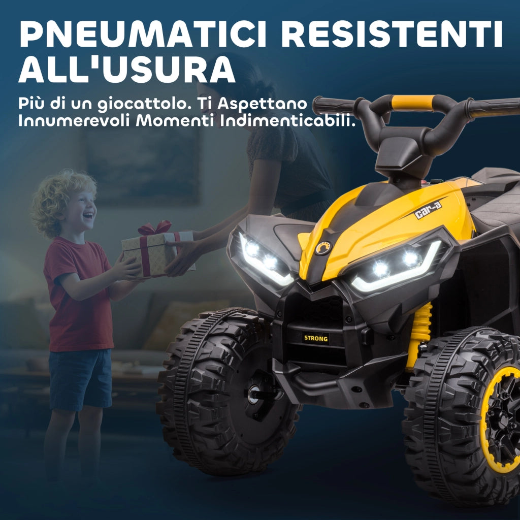 Quad Elettrico per Bambini ¨C Minimal ¨C Giallo, LED, 12V