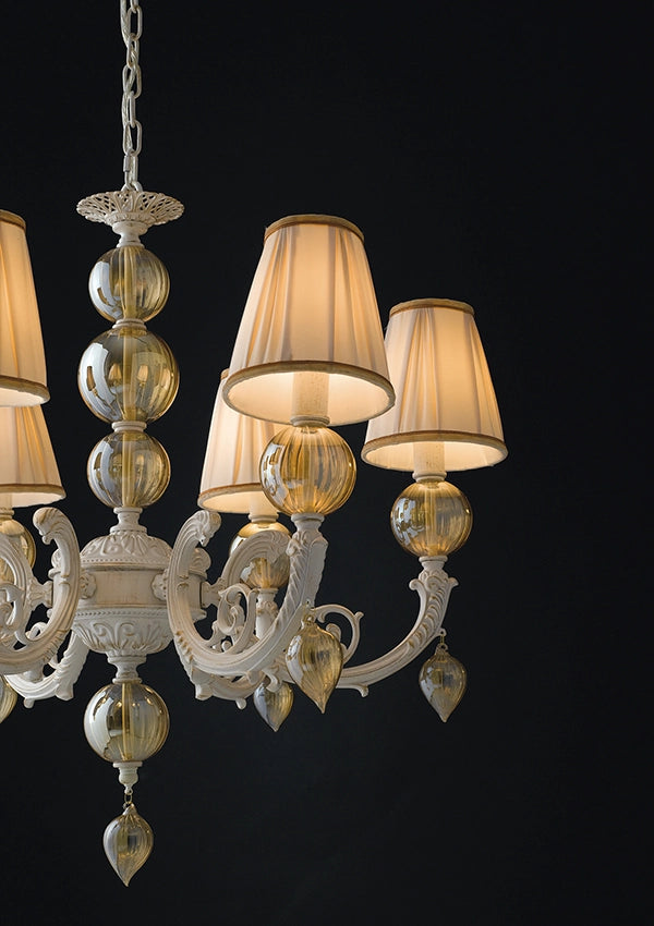 LAMPADARIO ORFEO BIANCO 6XE14 74X68CM