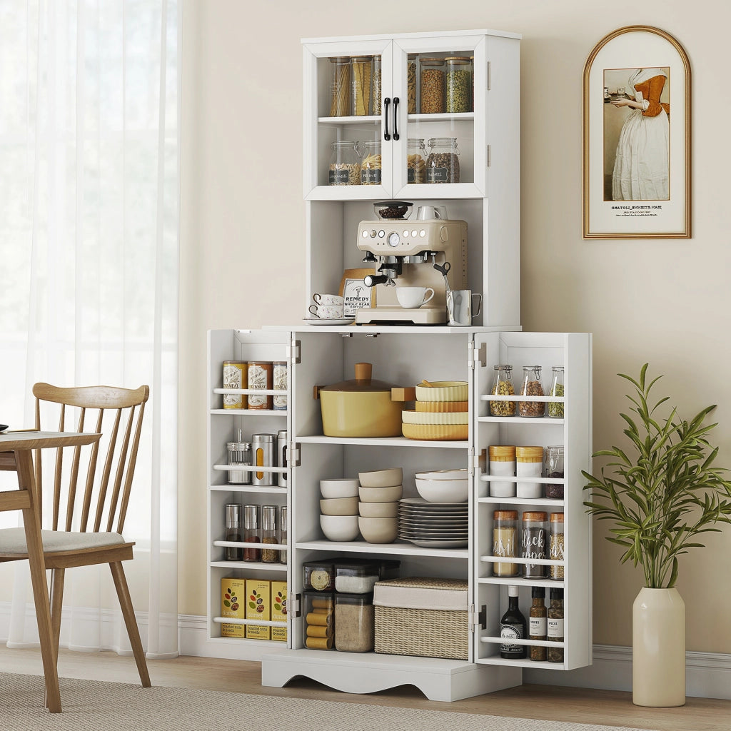 Mobile cucina alto 4 ante 8 ripiani portaspezie ¨C Xylo ¨C Bianco 60x39,5x179,6cm