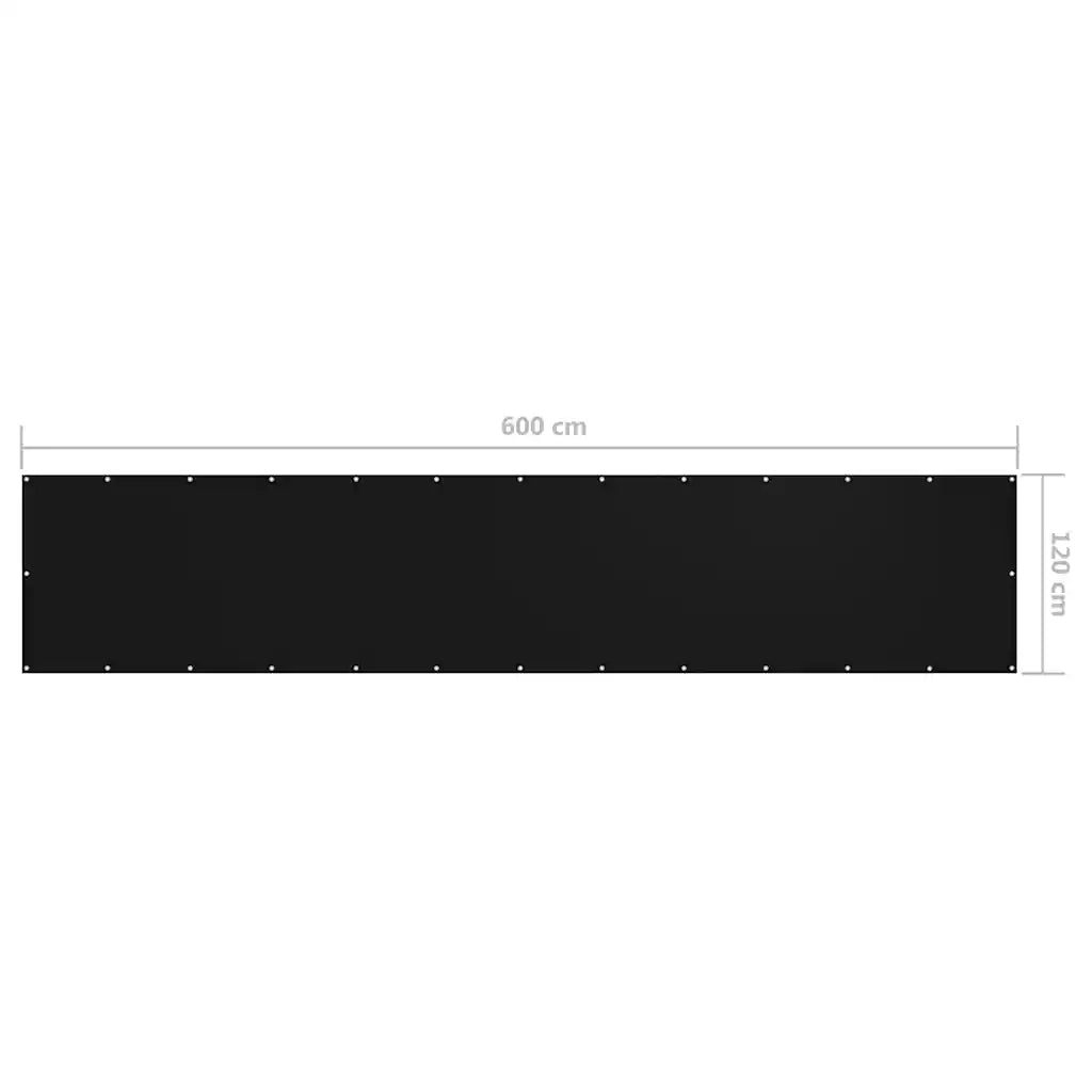 Paravento da Balcone-Pannello per balcone Nero 120x600 cm in Tessuto Oxford