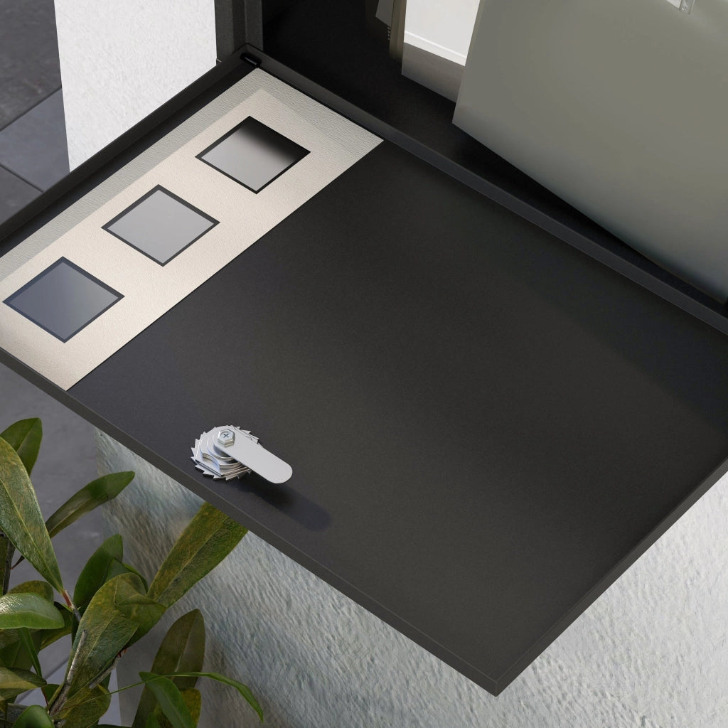 Cassetta Postale con 3 Finestre 36,5x11,5x29 cm in Metallo Nera