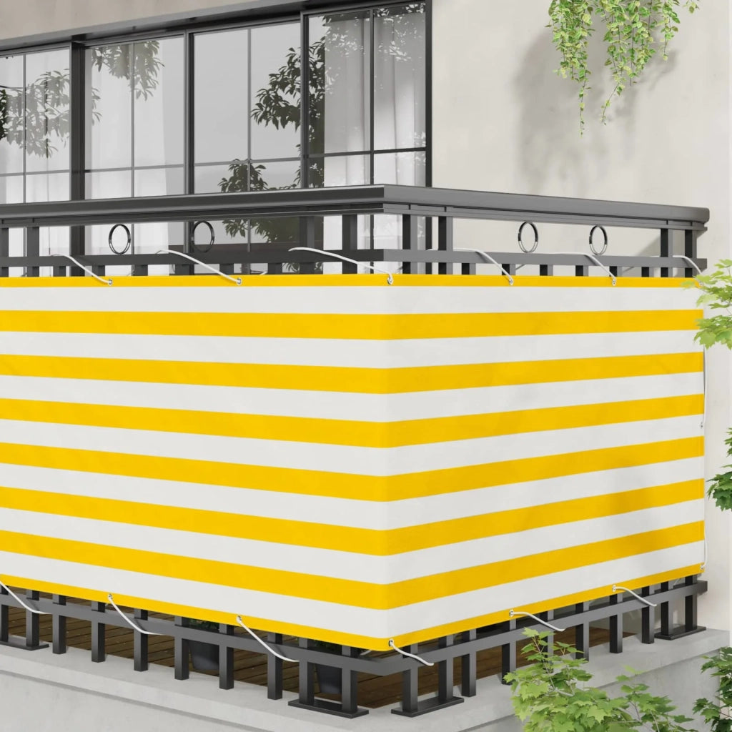 Schermo da balcone | Paravento da Balcone Giallo e Bianco 100 x 300 cm Tessuto Oxford