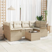 Set Divano da Giardino 7 pcs Beige Poly Rattan 3345261
