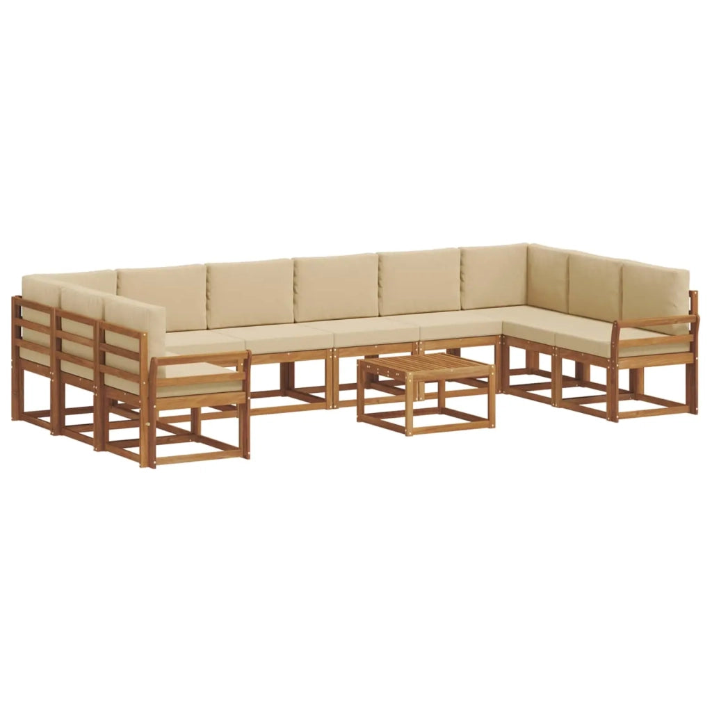 Set di divani da esterno con cuscino 11 pcs Naturale e Beige 3367091