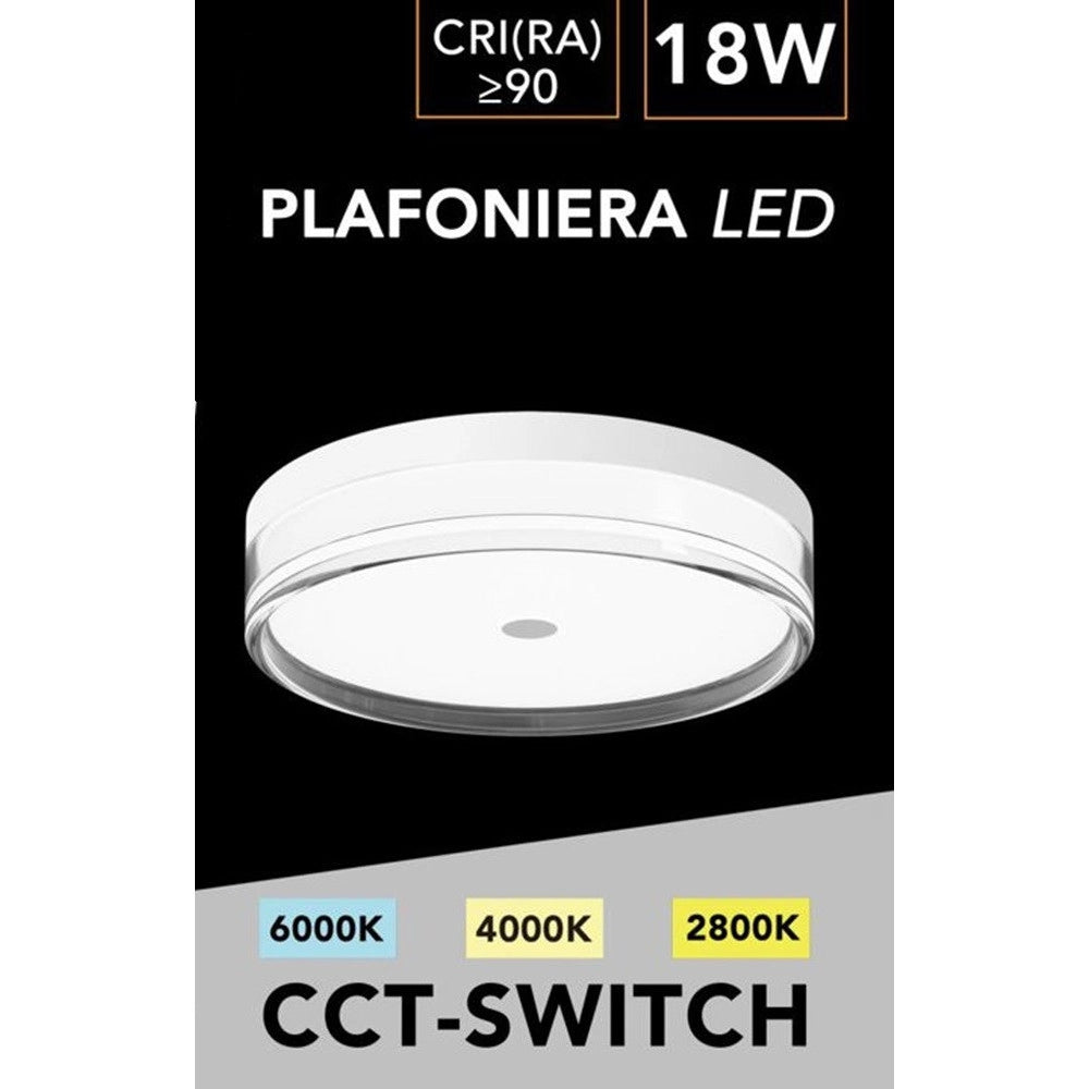 Trade Shop - Plafoniera Led 18w A Soffitto Moderna Tecnologia Cct 3 Tonalità Selezionabili Bl230-3c -
