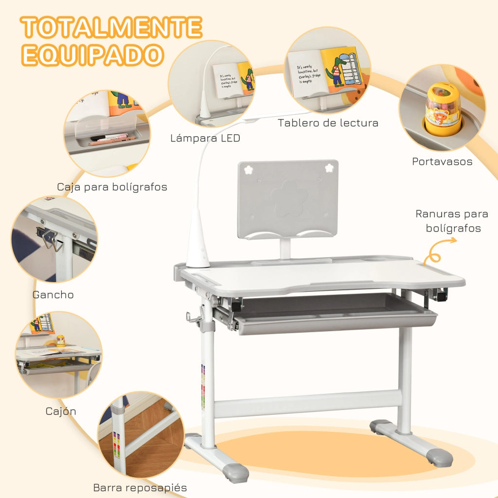 Scrivania per Bambini con Sedia ¨C zephmum ¨C Grigio