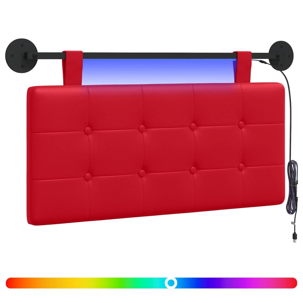 Testiera sospesa Con luce LED Rosso Similpelle 3424361