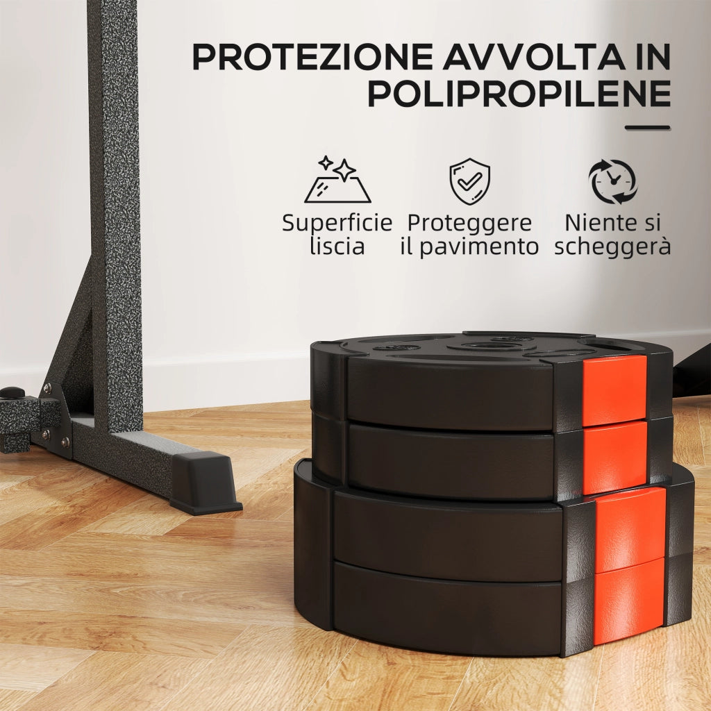 Kit Pesi con 2 Dischi da 7.5 kg e 2 Dischi da 5 kg ¨C Minimal ¨C Nero, Polipropilene e Sabbia, ?30x5.5 cm e ?27x4.5 cm