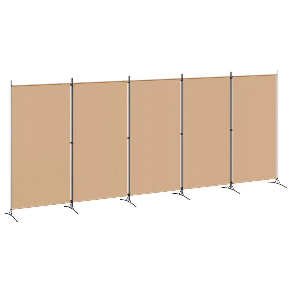Divisorio Ambienti | Divider per stanze | Paravento a 5 Pannelli Beige 433 x 180 cm Tessuto