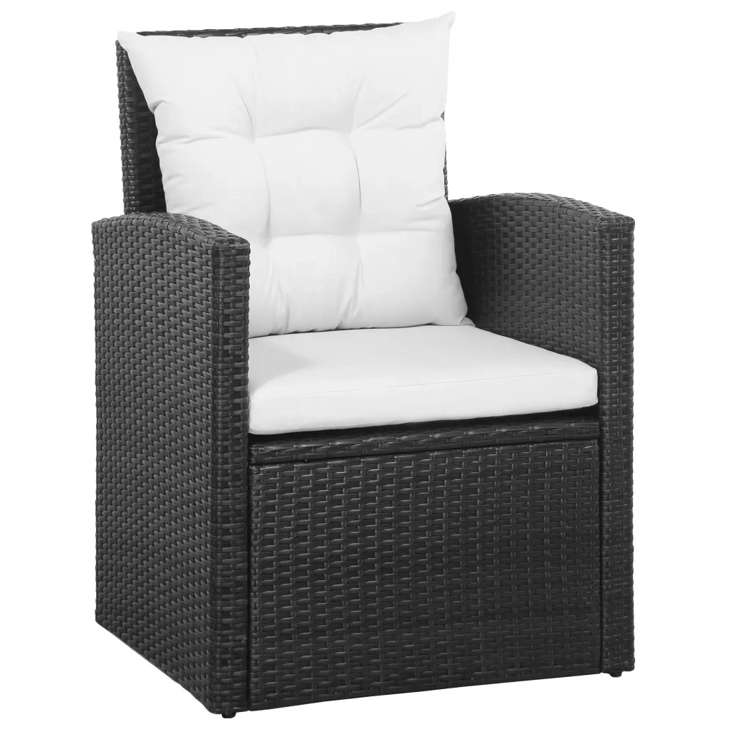 Set Divani da Giardino 5 pz con Cuscini in Polyrattan Nero 43972