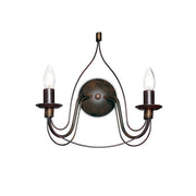 Applique Shabby Chic-Provenzale Corte Metallo Nero 2 Luci E14