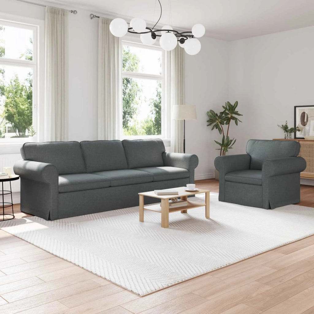 Set di divani 2 pcs Grigio scuro 245 x 82 x 80 cm Tessuto 3407619
