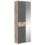 Armadio d'ingresso con specchio e guardaroba – Grigio antracite e rovere chiaro – SELMA