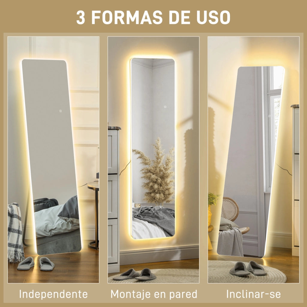 Specchio con Luce LED ¨C Zephmum ¨C Bianco 150x40 cm