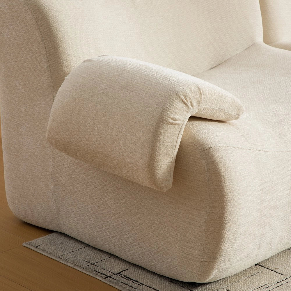 Divano Modulare in Tessuto Chenille ¨C MINIMAL ¨C Beige, Morbido, Antimacchia