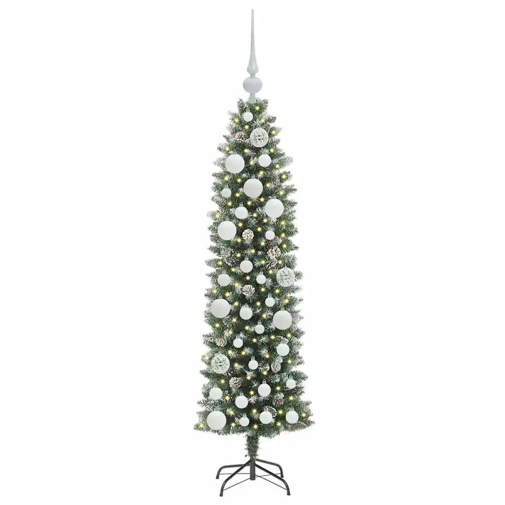 Albero di Natale Artificiale Sottile Verde e Bianco 120 cm 3395272