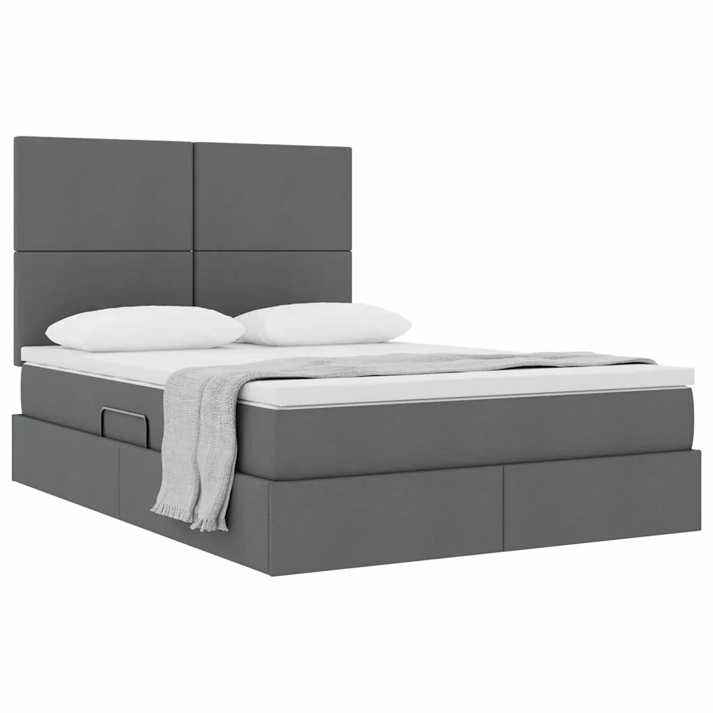 Letto con contenitore e materasso Grigio scuro 140 x 200 cm