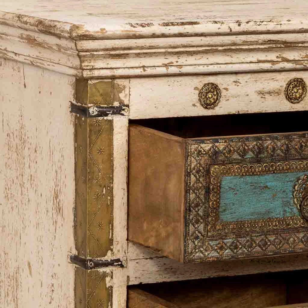 Comodino in legno bianco, realizzato a mano, 50x40x60 cm