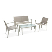 C SALOTTO SANTIAGO ACCIAIO 4 PZ TAUPE/MARRONE