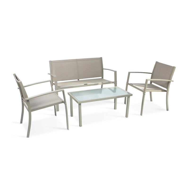 C SALOTTO SANTIAGO ACCIAIO 4 PZ TAUPE/MARRONE