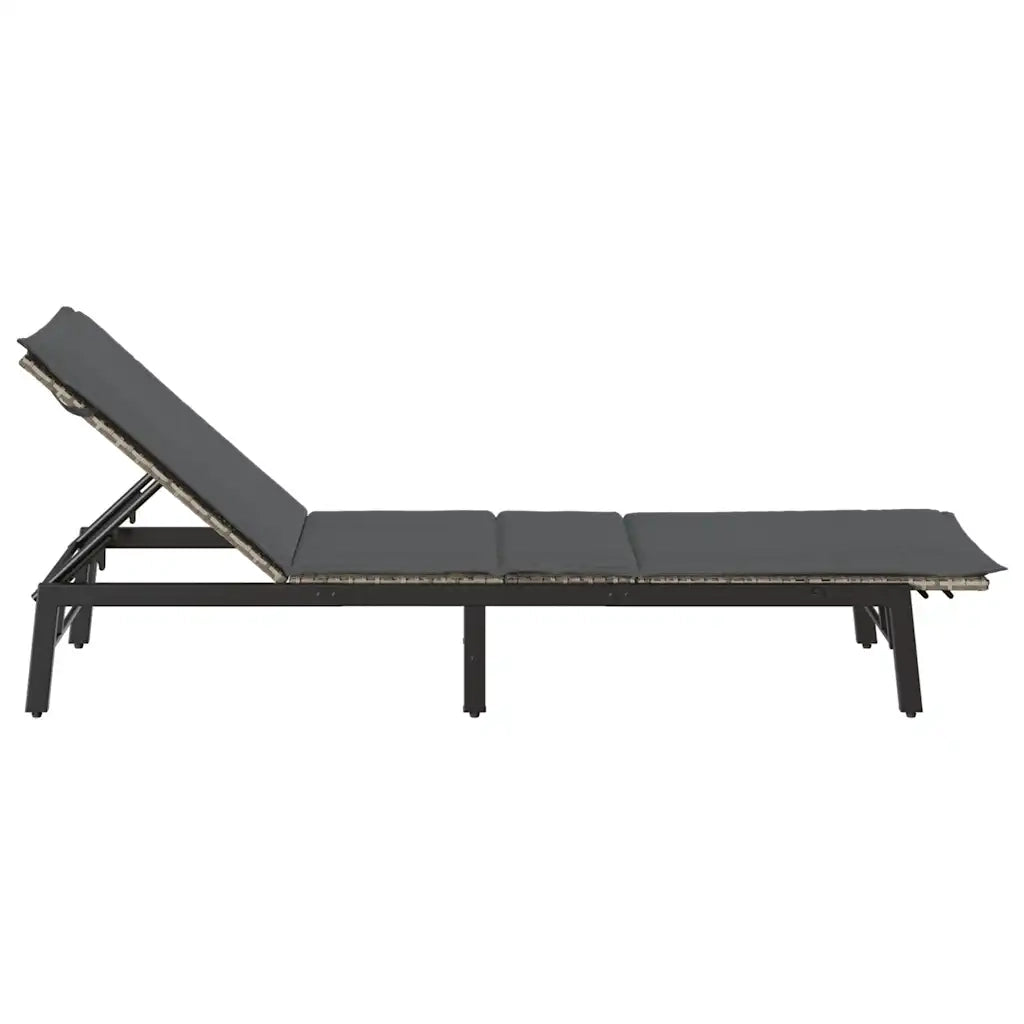 Lettino Prendisole con Cuscino Grigio Chiaro in Polyrattan 4104084