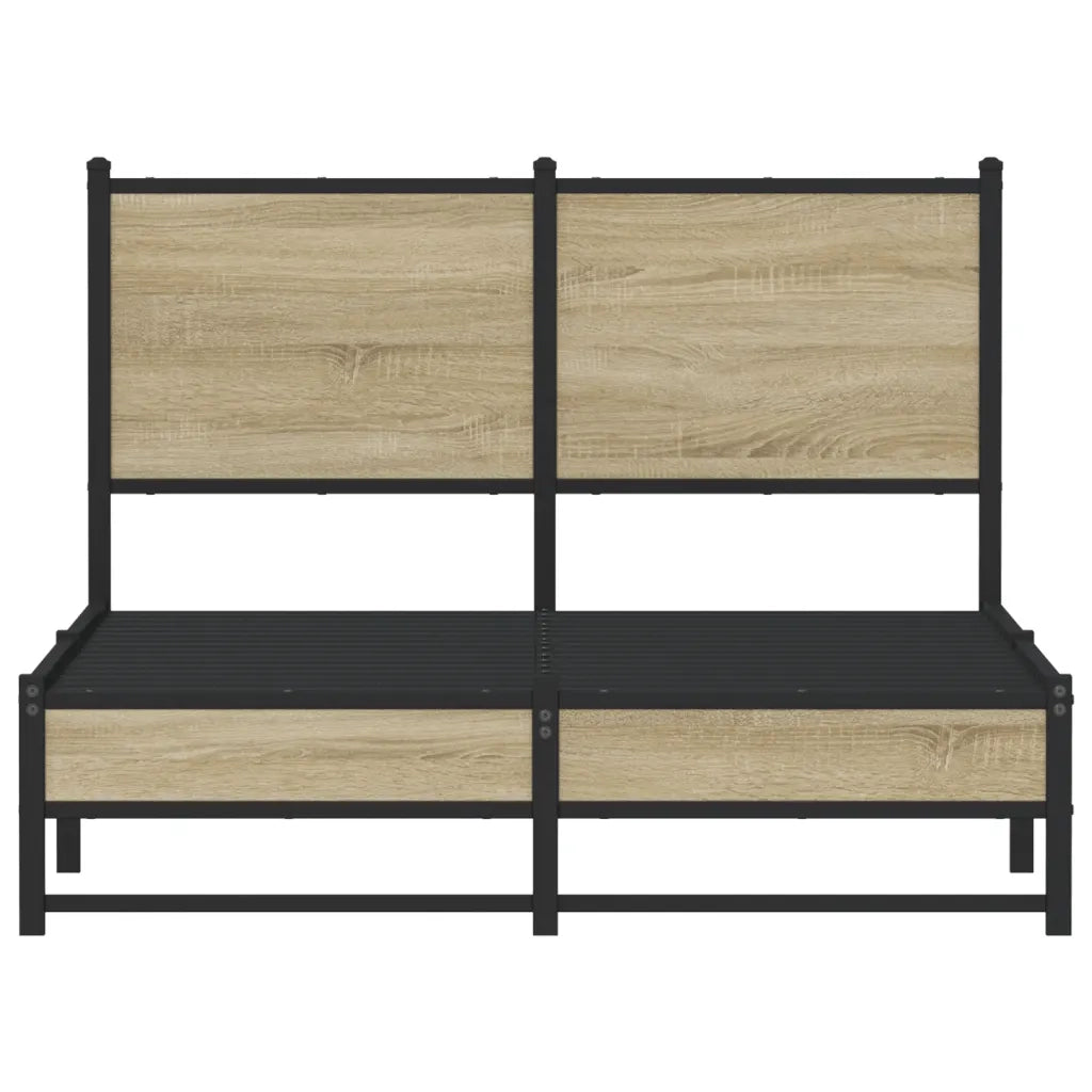 Letto matrimoniale | Letto per adulti | Giroletto senza Materaso in Metallo Rovere Sonoma 120x190 cm