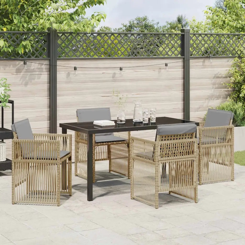 Set da Pranzo per Giardino 5 pcs Beige