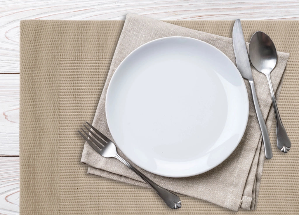 Set Tovagliette Americane Cucina Antiscivolo In Tinta Unita Lavabili - Set 4 - Panna