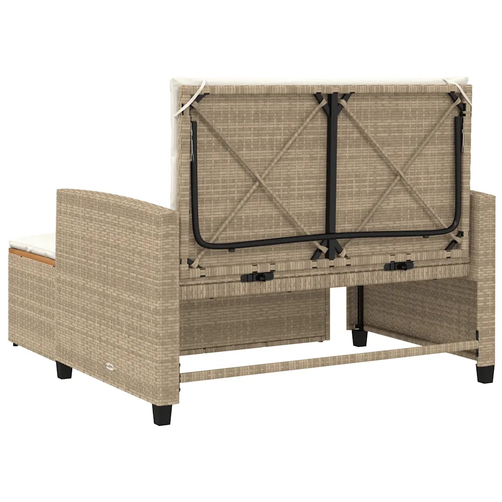 Divano Giardino con Cuscini 2 Posti-Sofa da Giardino-Divanetto da esterno Beige Polyrattan e Acacia