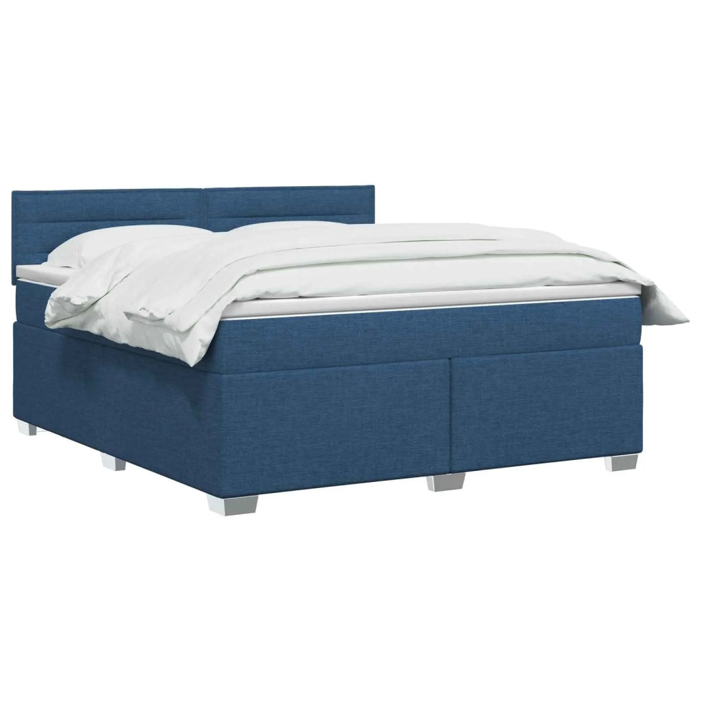 Letto con Box Spring, Materasso e LED Blu 140 x 200 cm Tessuto 3451958