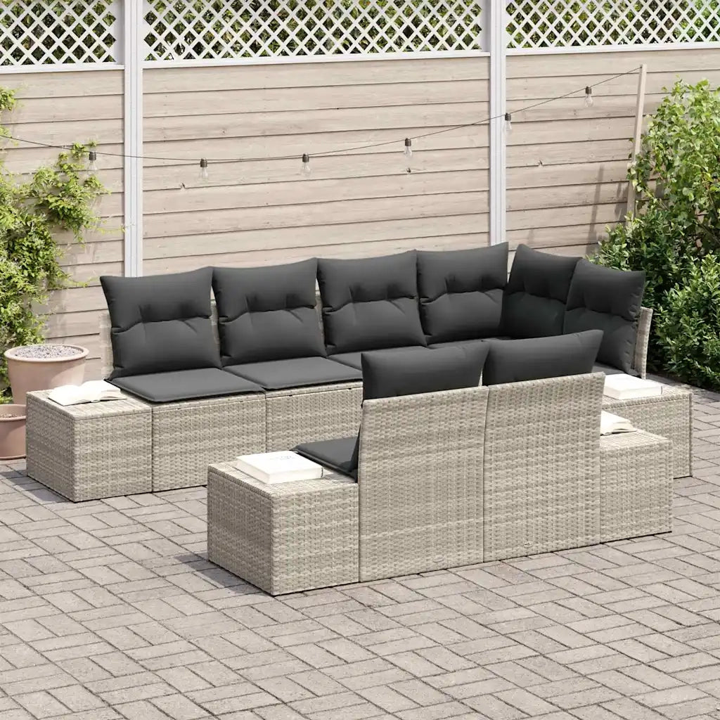 Set Divano da Giardino 7 pcs Grigio chiaro polyrattan 3347102
