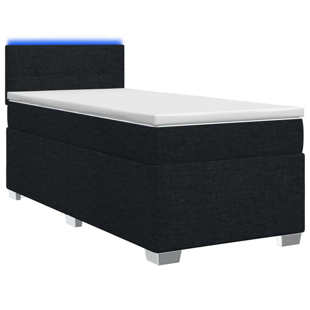 Letto con Box Spring, Materasso e LED Nero 90 x 200 cm Tessuto 3451856