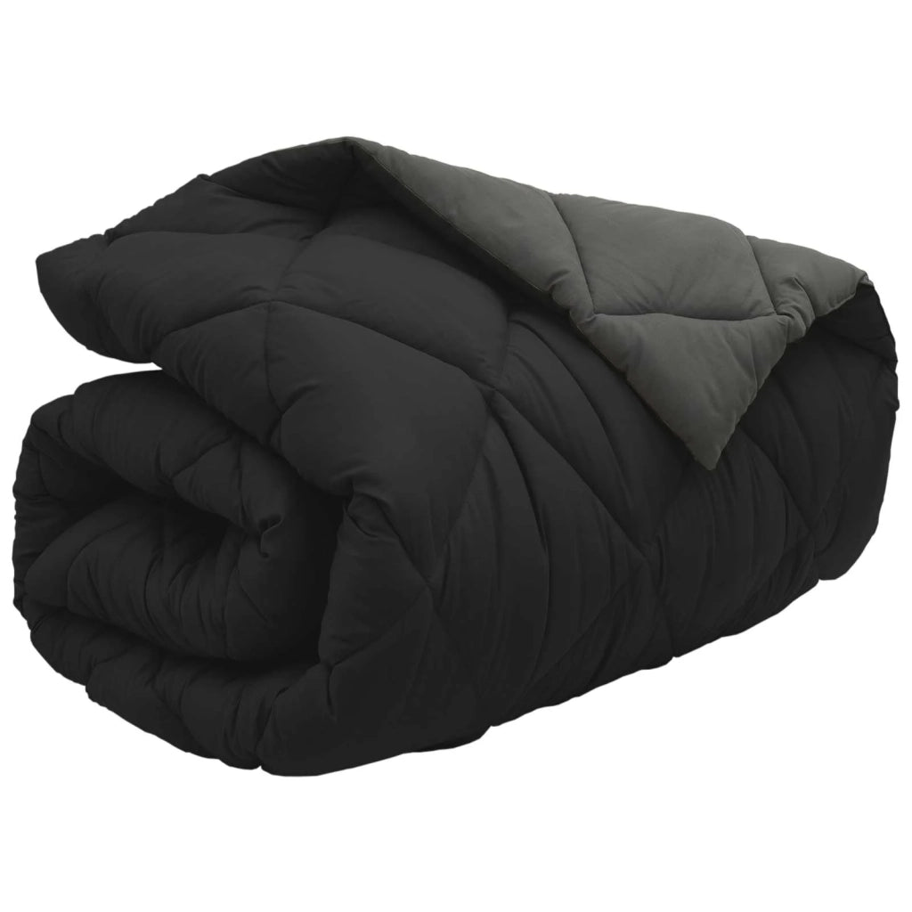 Duvet Invernale Nero e antracite 155 x 220 cm Microfibra 42025723